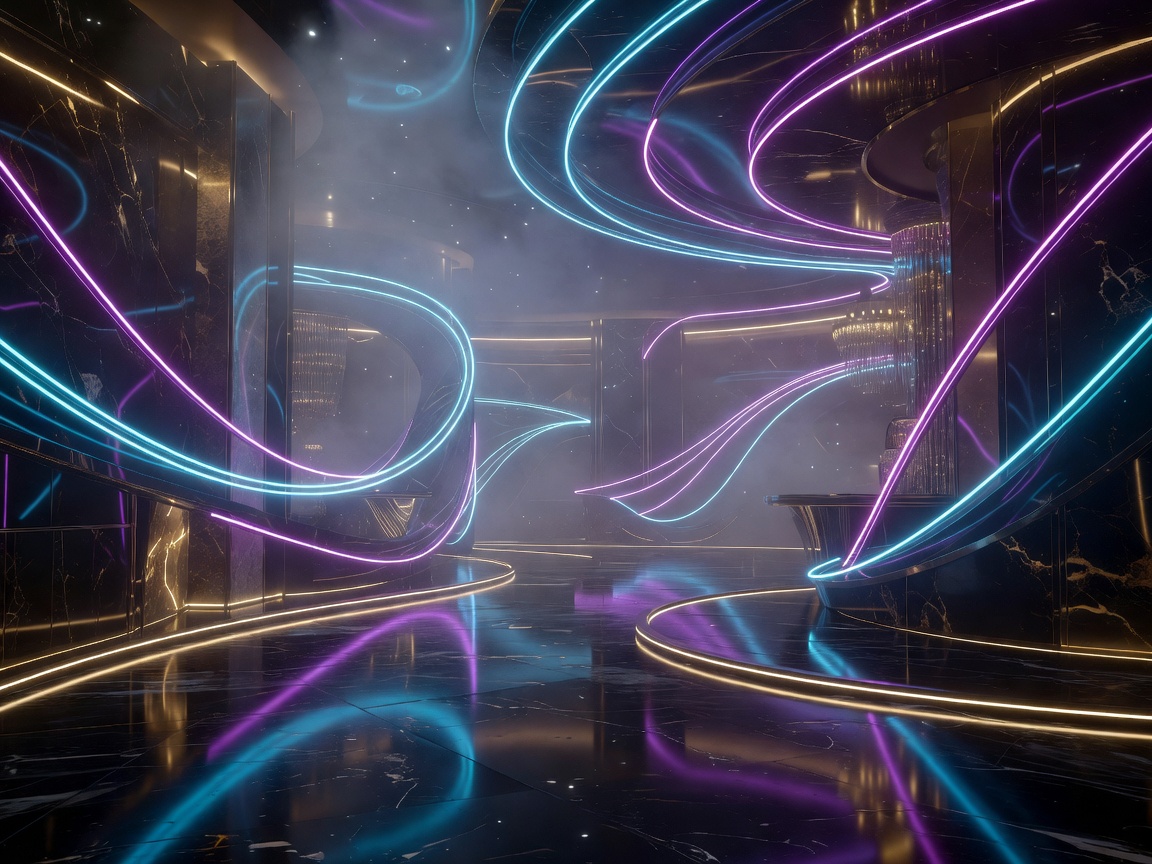 Abstract neon casino lighting and luxury atmospheric glow